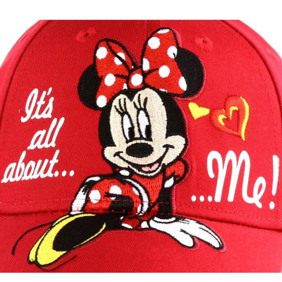 NWT Disney Minnie Mouse Embroidery Red Cap Cotton Adjustable Closure Minnie Hat - Picture 3 of 4